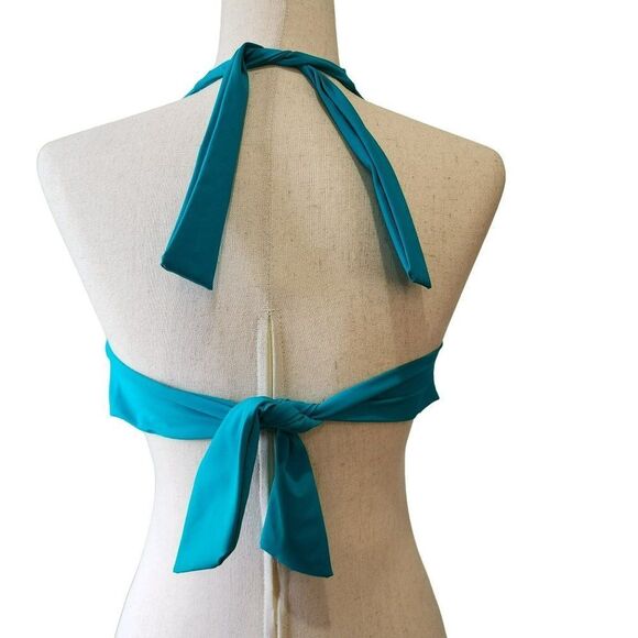 2Bamboo Blue Halter Swim Bikini Top With‎ Metal Design 32DD/34D S/M New - Picture 5 of 7